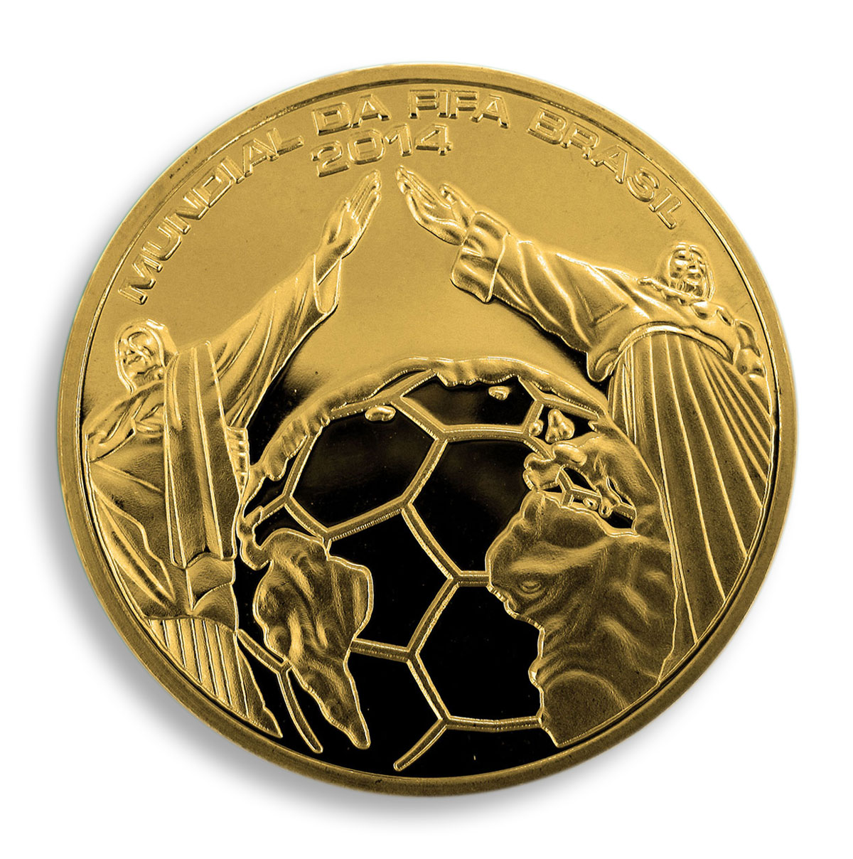 FIFA World Cup 2014, Brazil, Football, Gold Plated Coin, Token, Ball, Sport