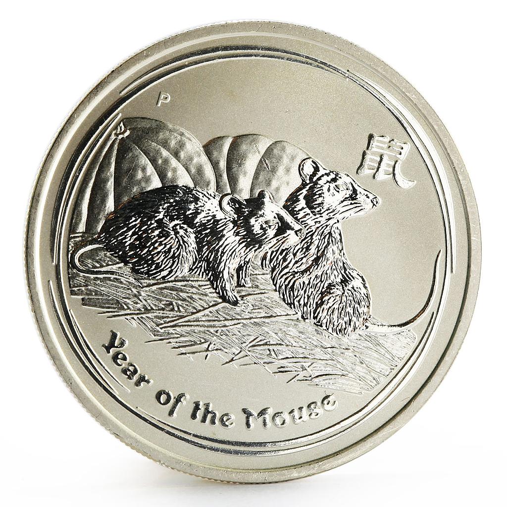 Australia 50 cents Lunar Calendar series II Year of the Mouse silver coin 2008