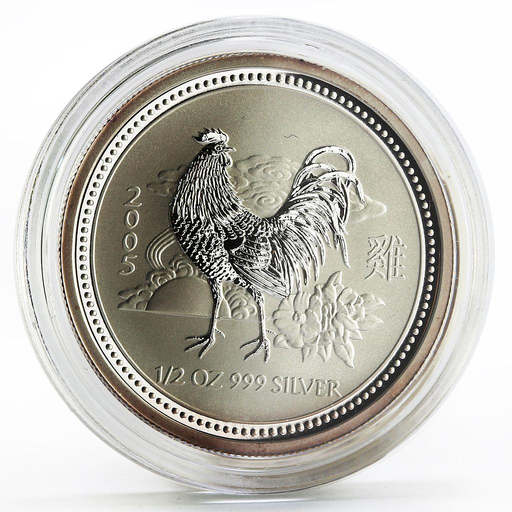 Australia 50 cents Lunar Calendar series I Year of the Rooster silver coin 2005