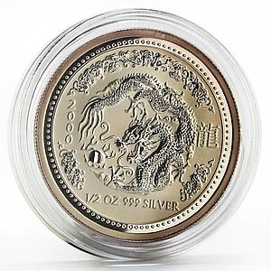 Australia 50 cents Lunar Calendar series I Year of the Dragon silver coin 2000