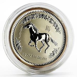 Australia 50 cents Lunar Calendar series I Year of the Horse silver coin 2002