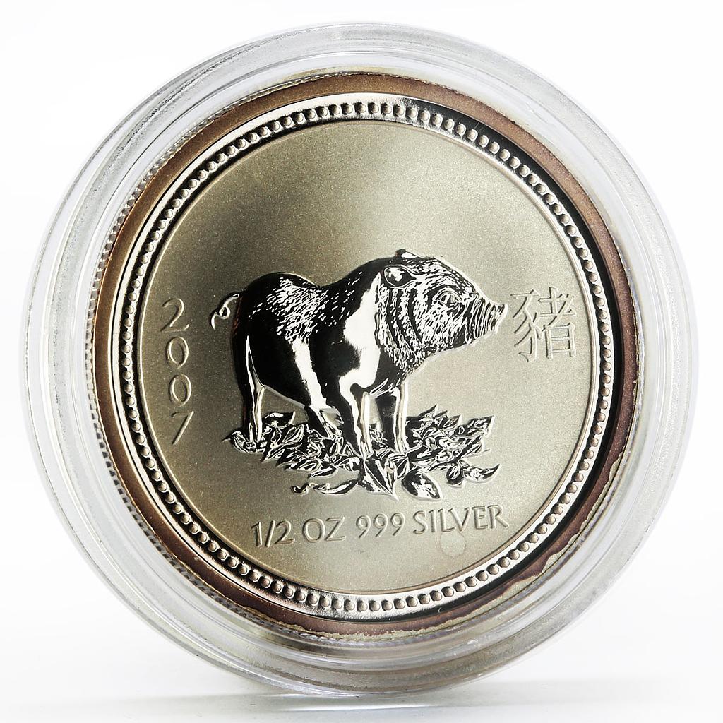 Australia 50 cents Lunar Calendar series I Year of the Pig silver coin 2007