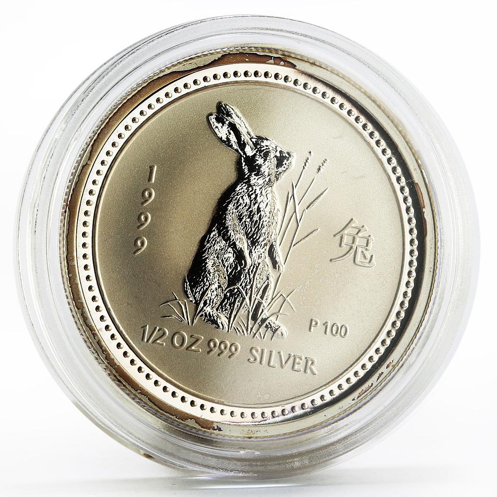 Australia 50 cents Lunar Calendar series I Year of the Rabbit silver coin 1999