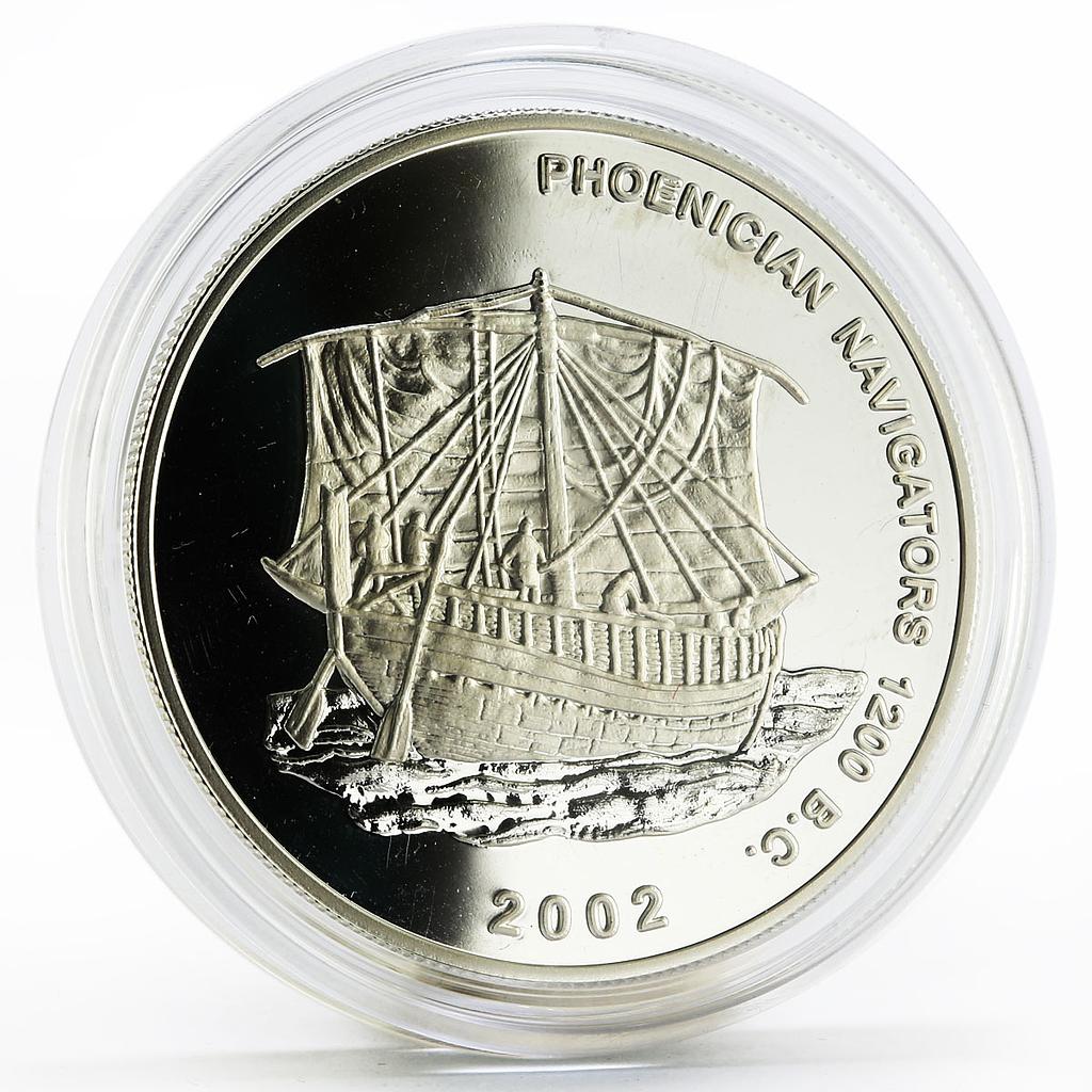 Ghana 500 sika Ancient Phoenician Ship Sea Navigation silver coin 2002