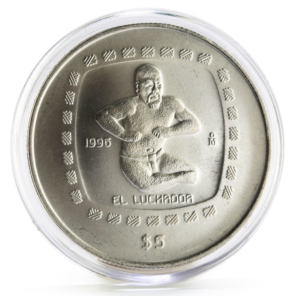 Mexico 5 pesos Precolombina series El Luchador silver coin 1996