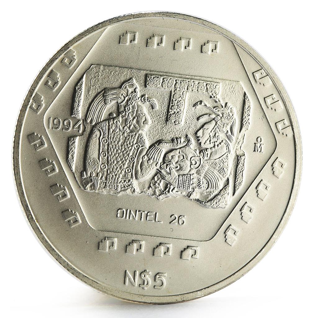 Mexico 5 pesos Precolombina series Dintel silver coin 1994