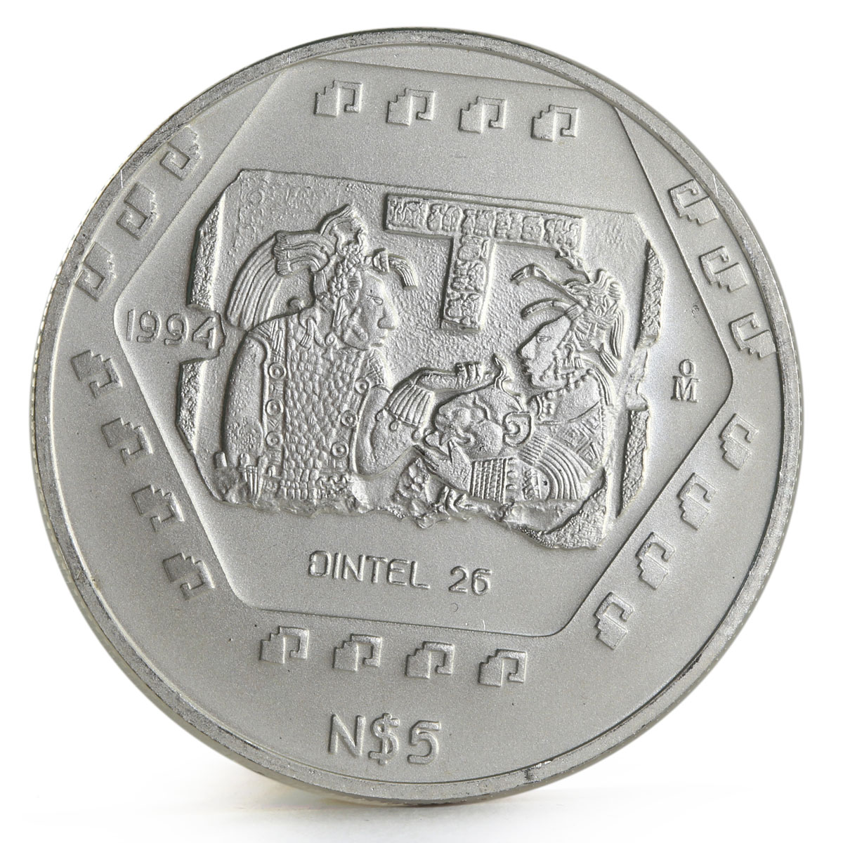 Mexico 5 pesos Precolombina series Dintel silver coin 1994