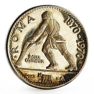 Ras al-Khaimah 7 1/2 riyal Rome Centennial series Plowing Man silver coin 1970