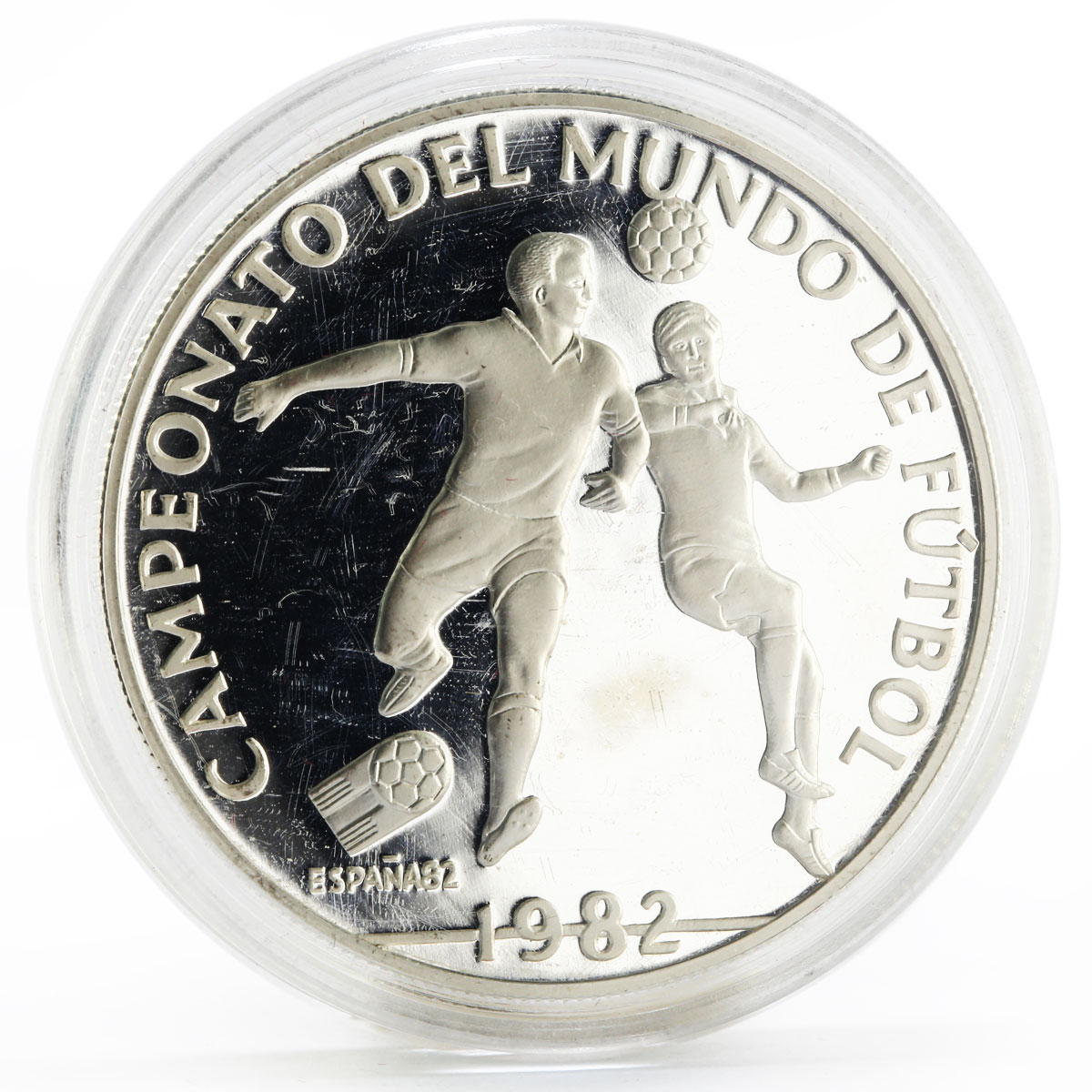 Panama 10 balboas Football World Cup in Spain Two Players proof silver coin 1982