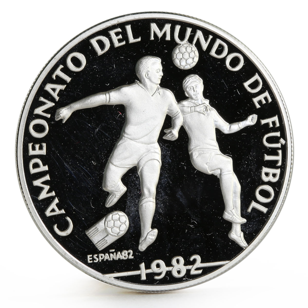 Panama 10 balboas Football World Cup in Spain Two Players proof silver coin 1982