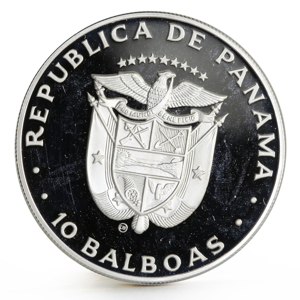 Panama 10 balboas Football World Cup in Spain Two Players proof silver coin 1982