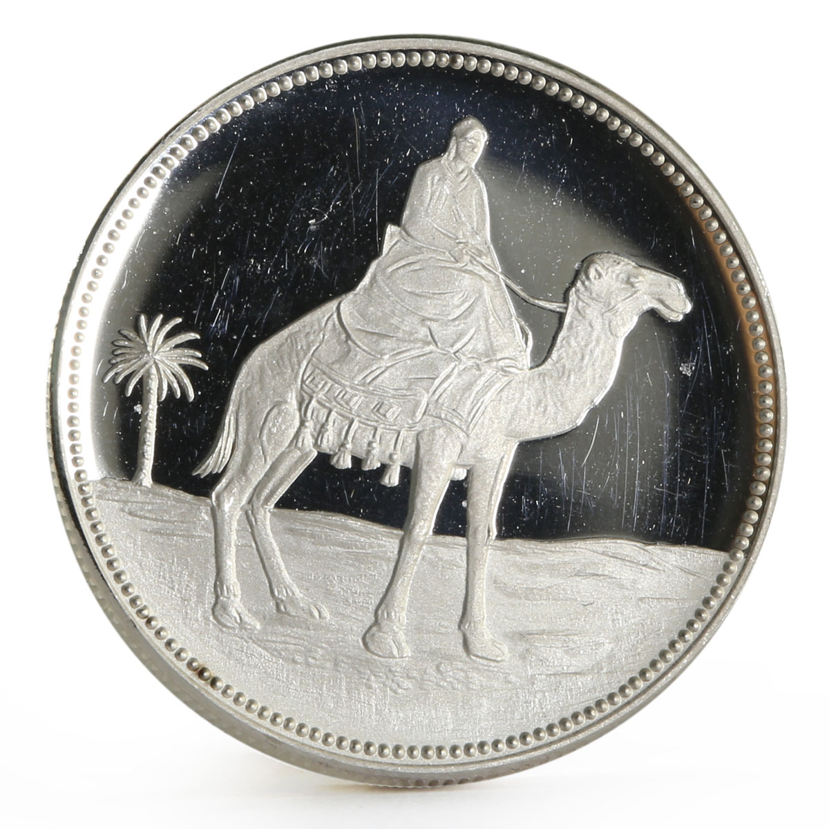 Yemen 1 riyal Animal series Man on Camel Fauna proof silver coin 1969