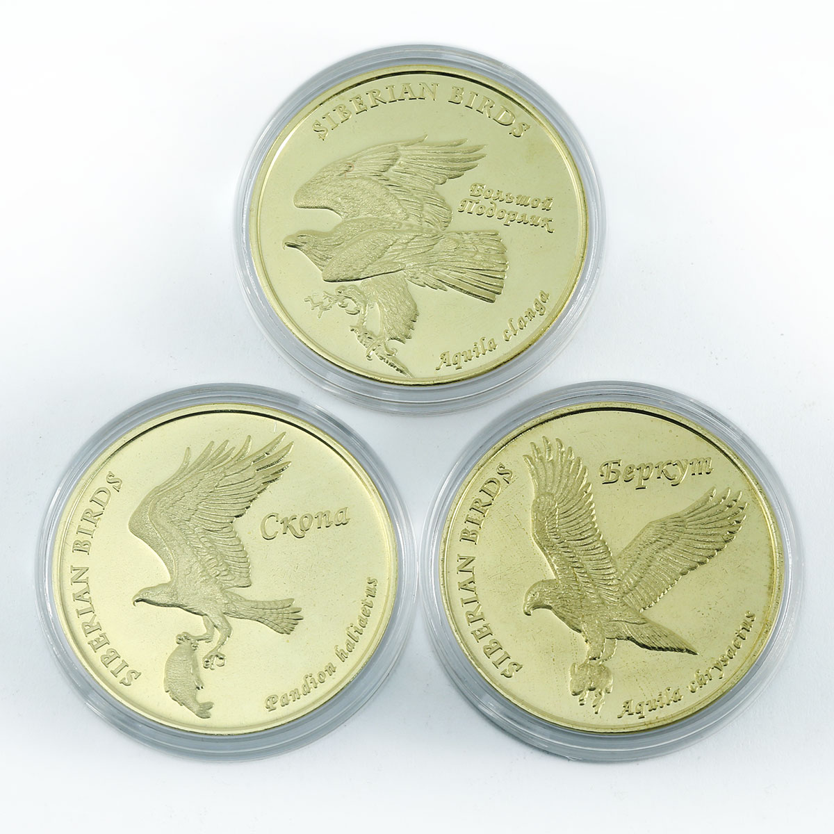 Falcon Island 5 dollars set of 3 coins Siberian birds 2018
