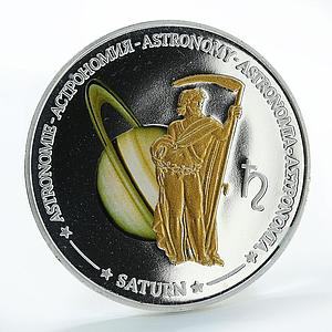 Fiji 1 dollar Astronomy Saturn proof copper silverplated coin 2011