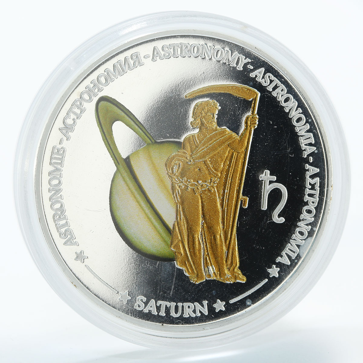 Fiji 1 dollar Astronomy Saturn proof copper silverplated coin 2011