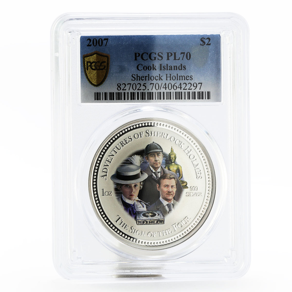 Cook Islands set of 4 coins Sherlock Holmes PL-70 - 69 PCGS silver coin 2007