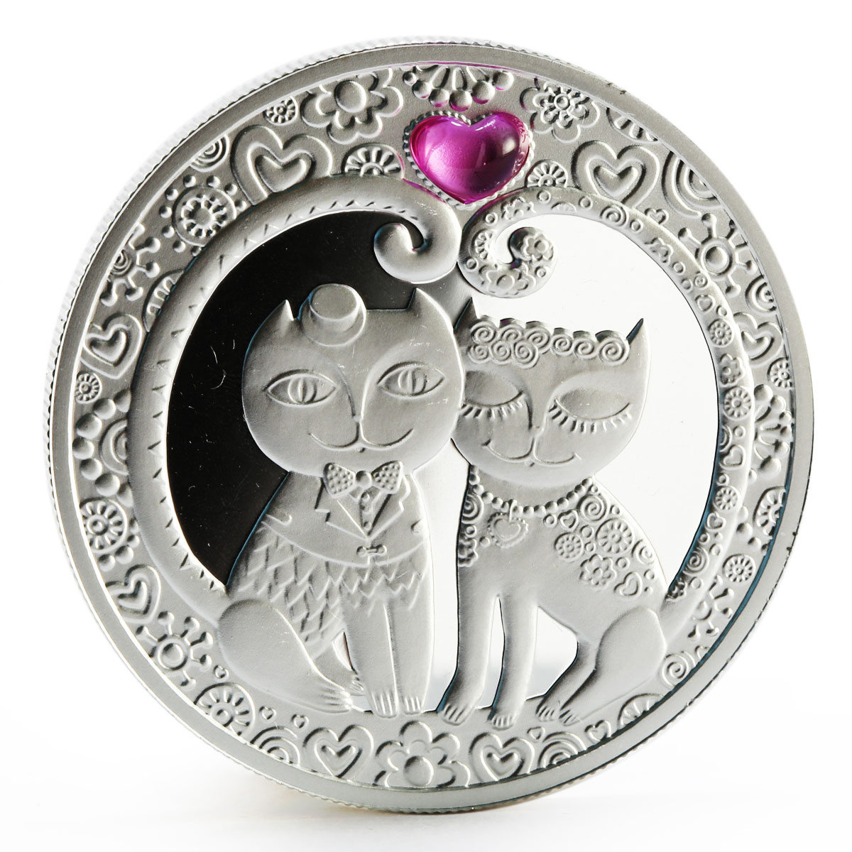 Belarus 20 rubles My Love Cats corundum silver coin 2011