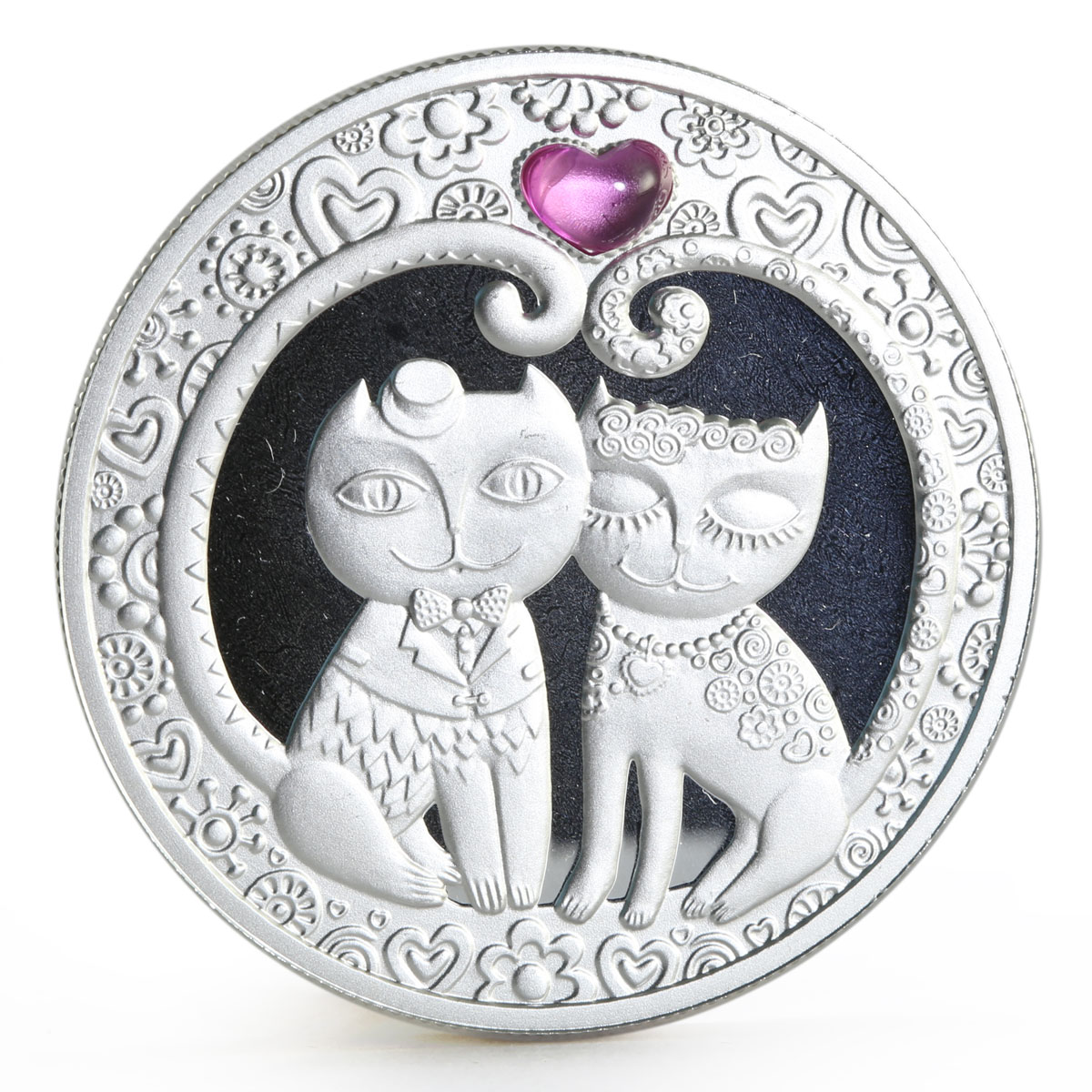 Belarus 20 rubles My Love Cats corundum silver coin 2011