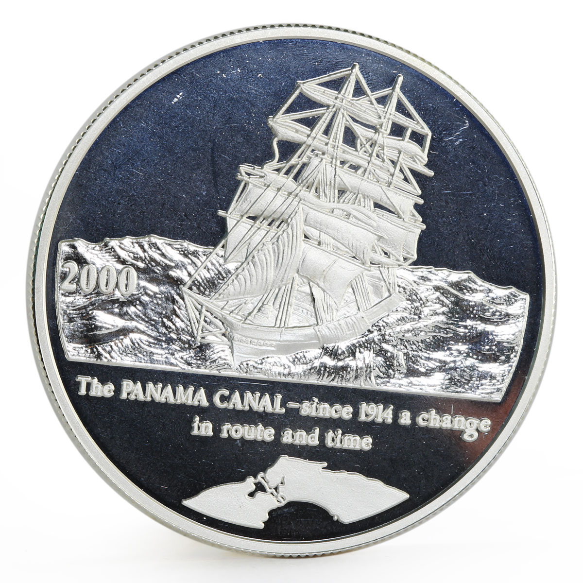 Congo 10 francs Panama Canal series Sailing Ship proof silver coin 2000