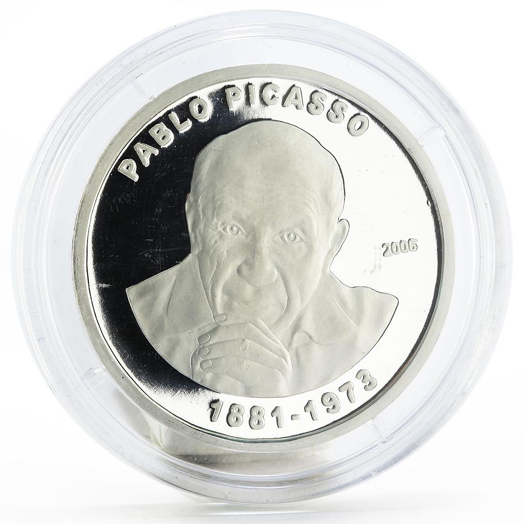 Ivory Coast 1000 francs Painter and Sculptor Pablo Picasso silver coin 2006