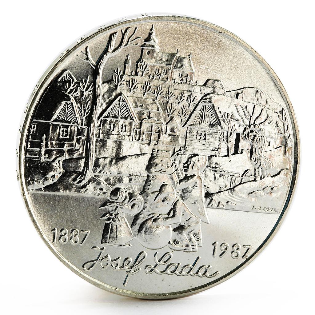 Czechoslovakia 500 korun Centennial of Painter Josef Lada silver coin 1987