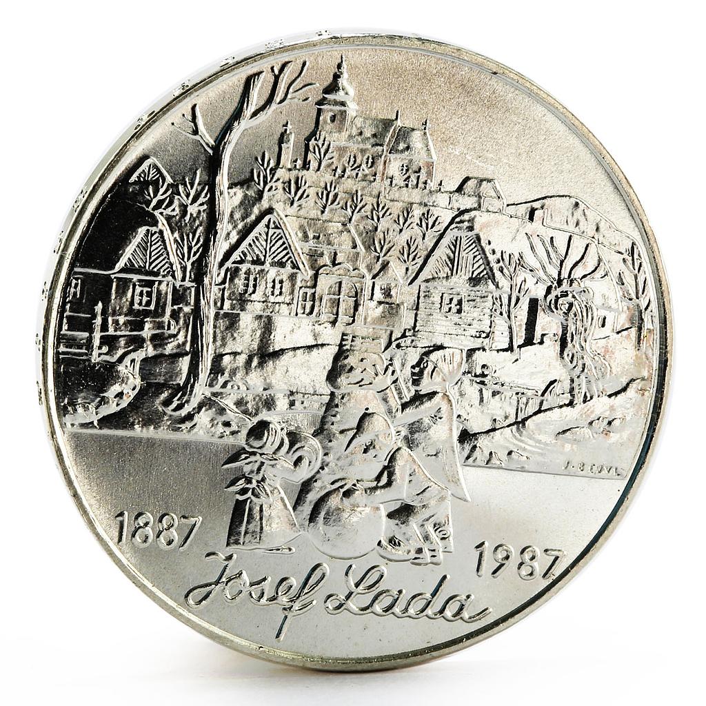 Czechoslovakia 500 korun Centennial of Painter Josef Lada silver coin 1987