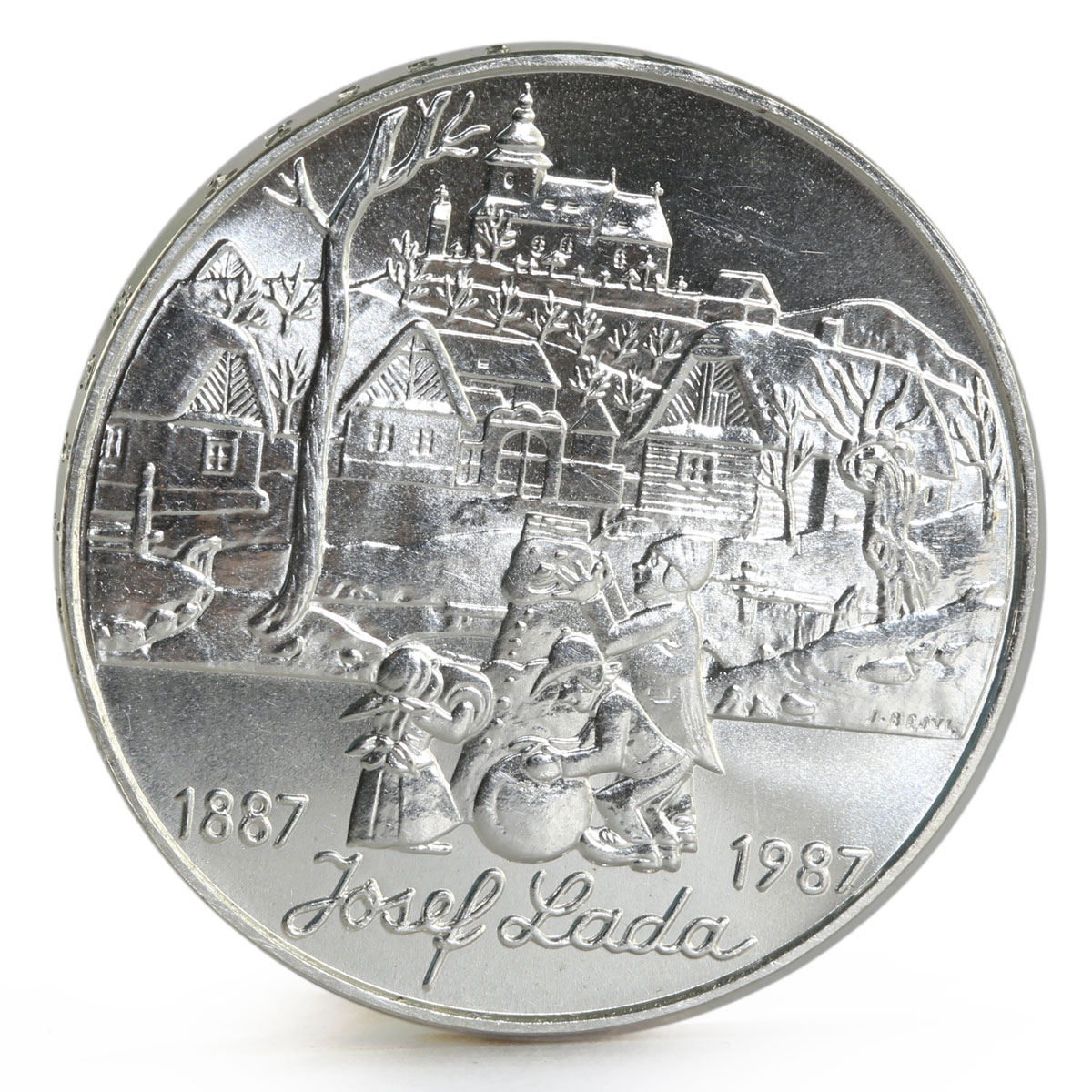 Czechoslovakia 500 korun Centennial of Painter Josef Lada silver coin 1987