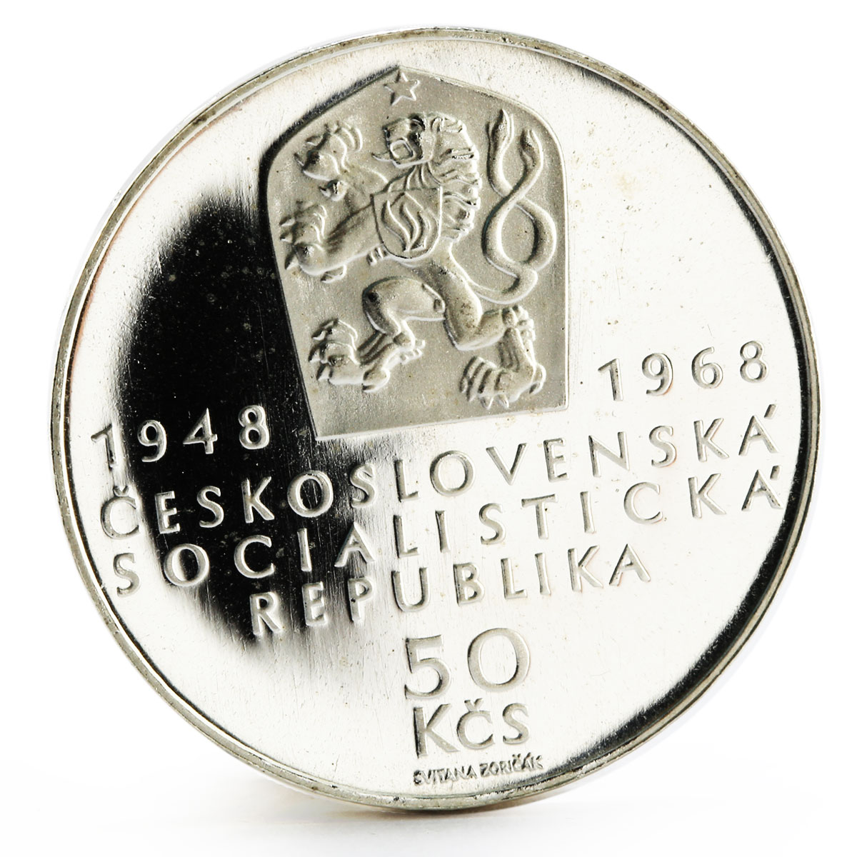 Czechoslovakia 50 korun 50th Anniversary of Independence proof silver coin 1968