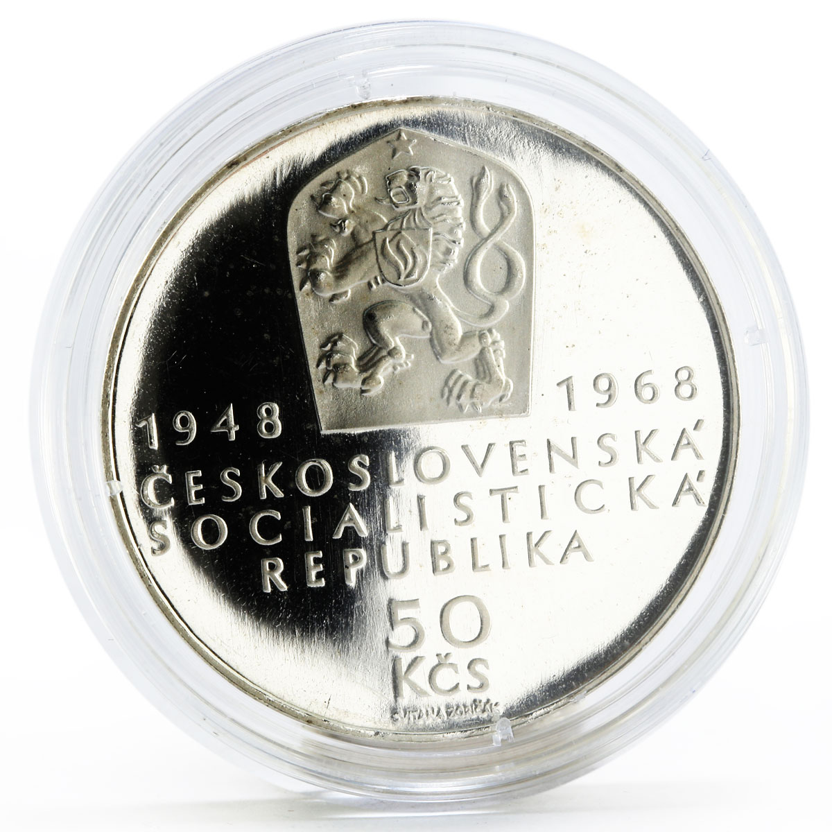 Czechoslovakia 50 korun 50th Anniversary of Independence proof silver coin 1968