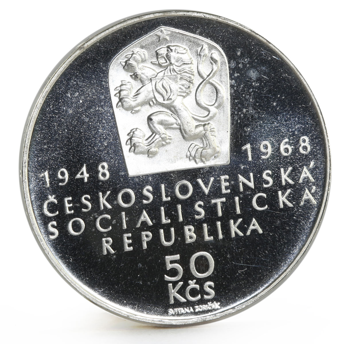 Czechoslovakia 50 korun 50th Anniversary of Independence proof silver coin 1968