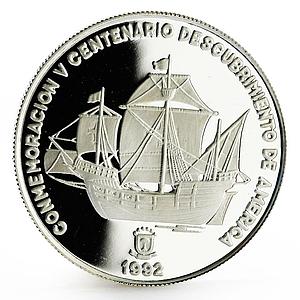 Equatorial Guinea 7000 francs Discovery of America Ship proof silver coin 1992