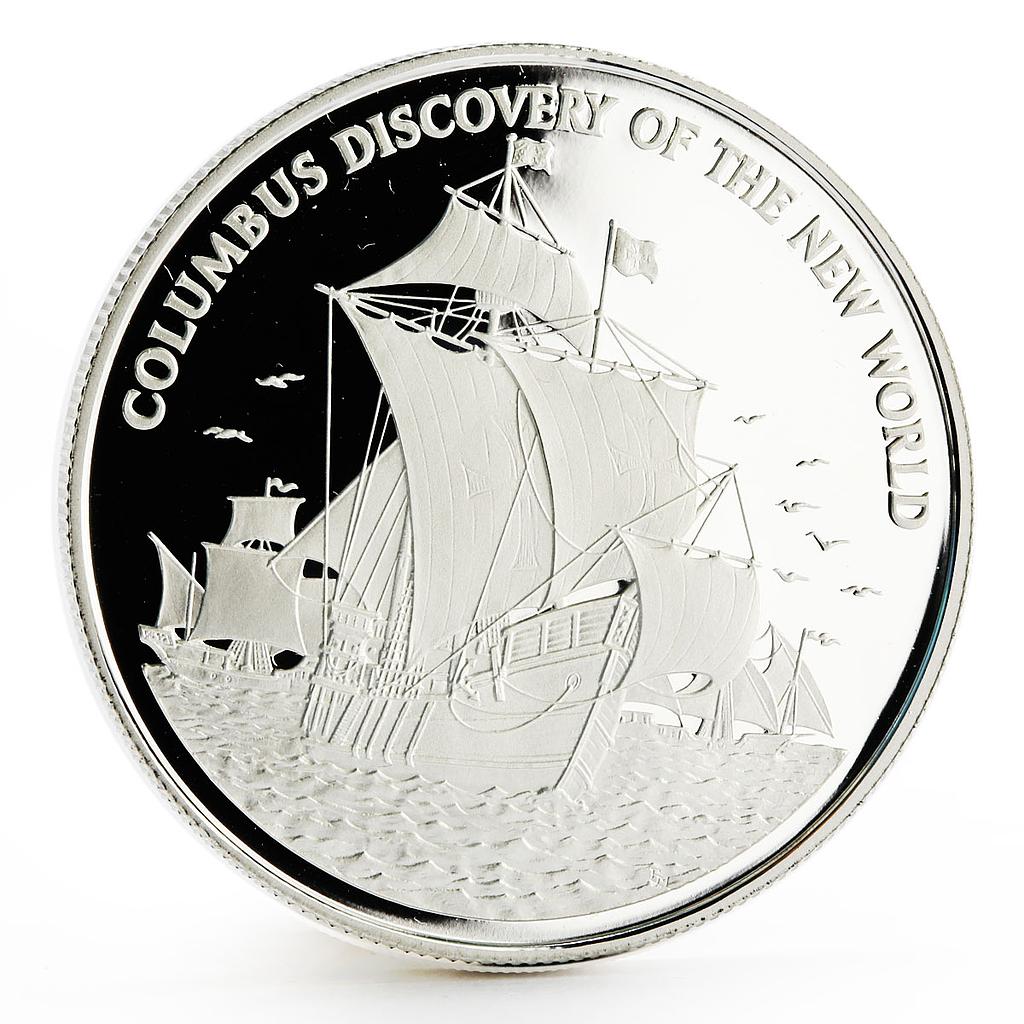 Jamaica 10 dollars Discovering of the New World Columbus Ship silver coin 1989