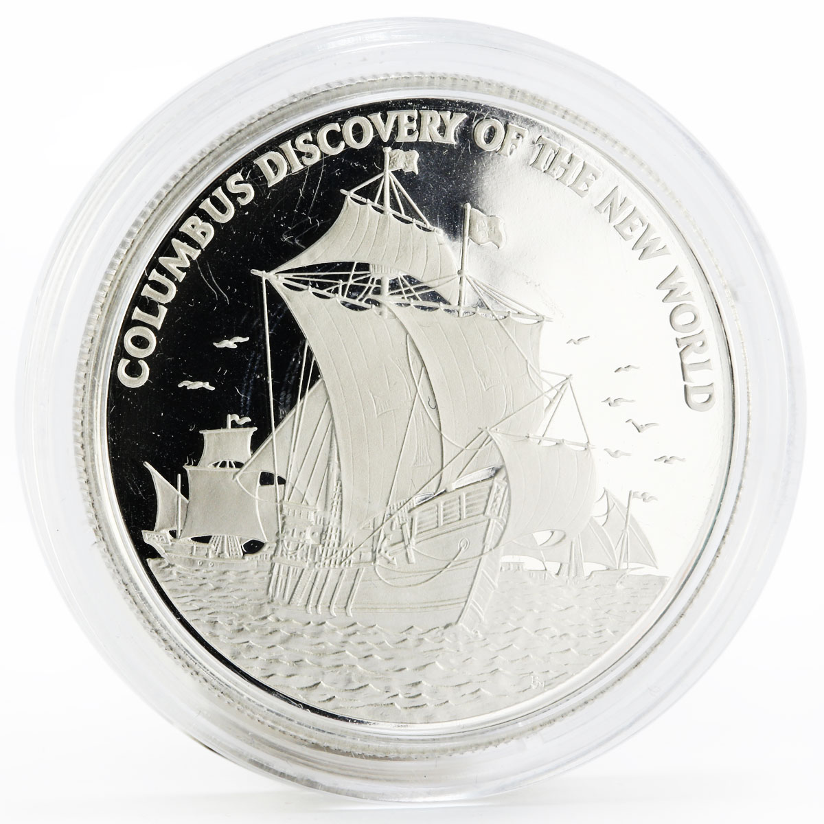 Jamaica 10 dollars Discovering of the New World Columbus Ship silver coin 1989