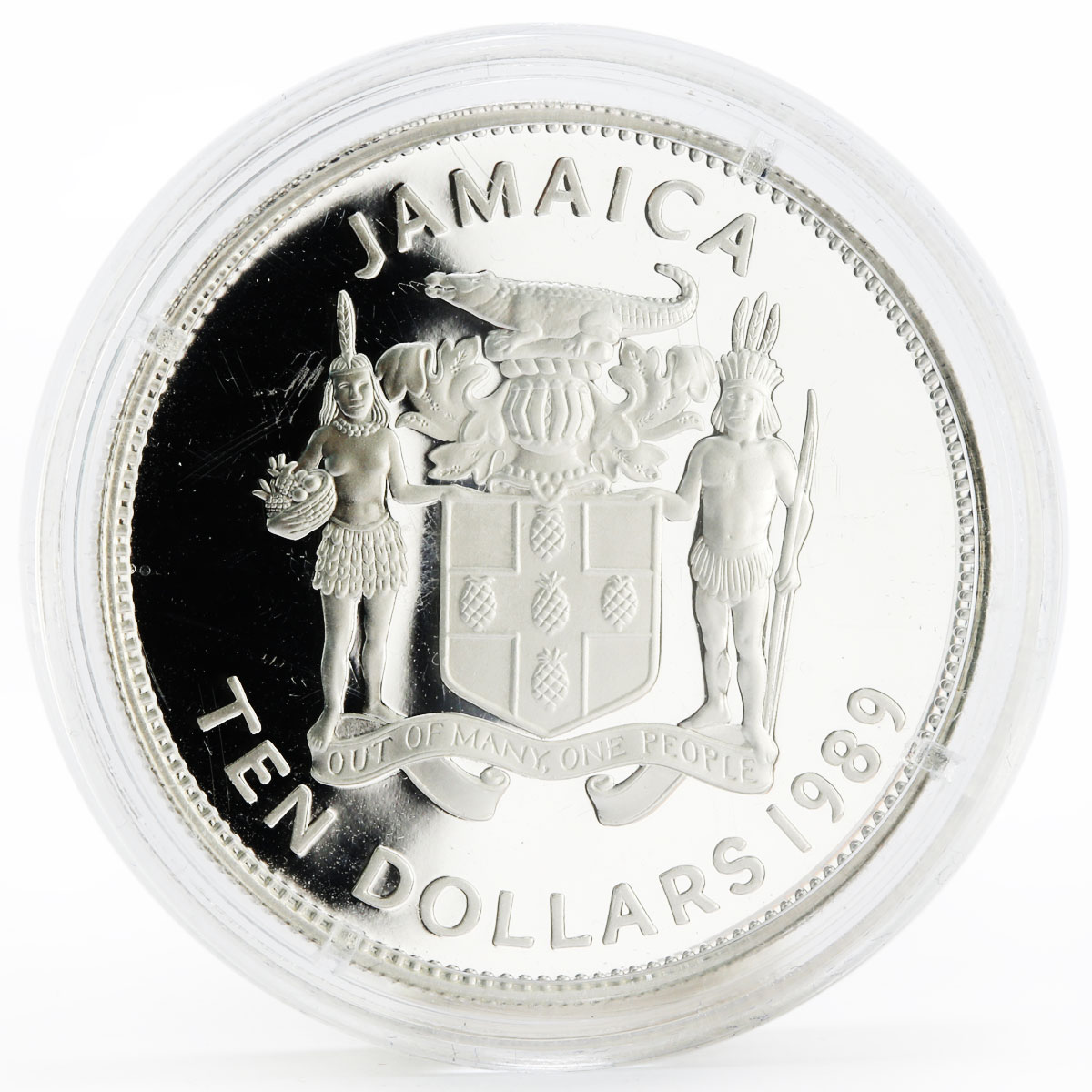 Jamaica 10 dollars Discovering of the New World Columbus Ship silver coin 1989