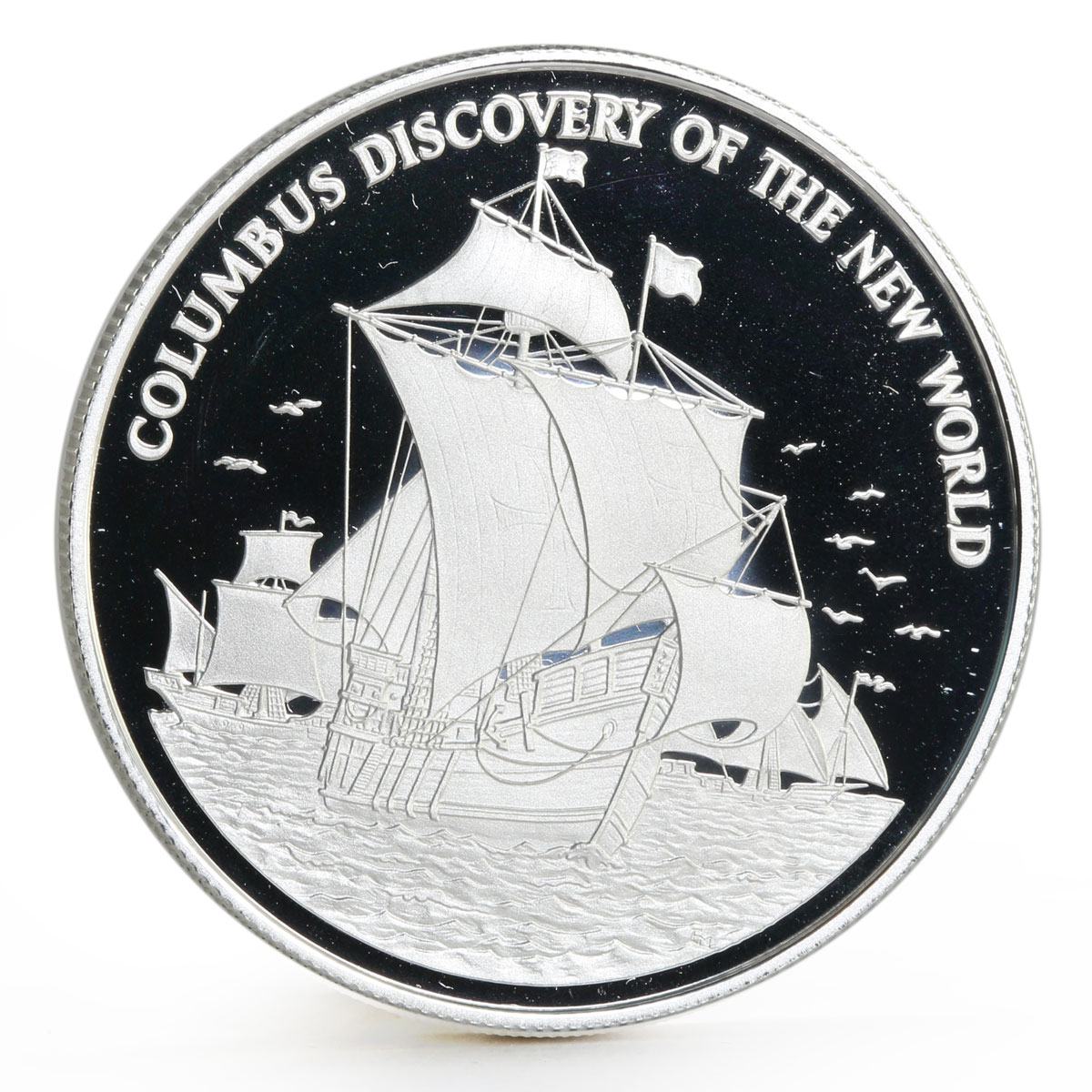 Jamaica 10 dollars Discovering of the New World Columbus Ship silver coin 1989