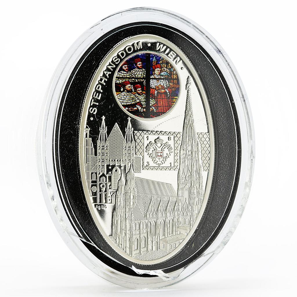 Niue 1 dollar Gothic Cathedrals series Stephansdom colored silver coin 2010