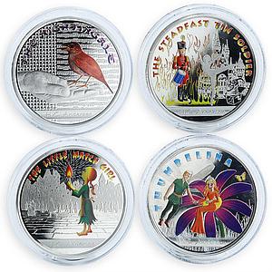 Fiji 1 dollar, Set of 4 х1 Oz, H. C. ANDERSEN, Fairy Tales, silver, proof 2010