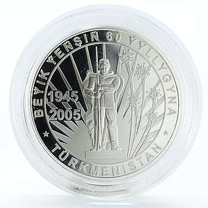 Turkmenistan 500 manat 60th Anniversary of WWII silver coin 2005