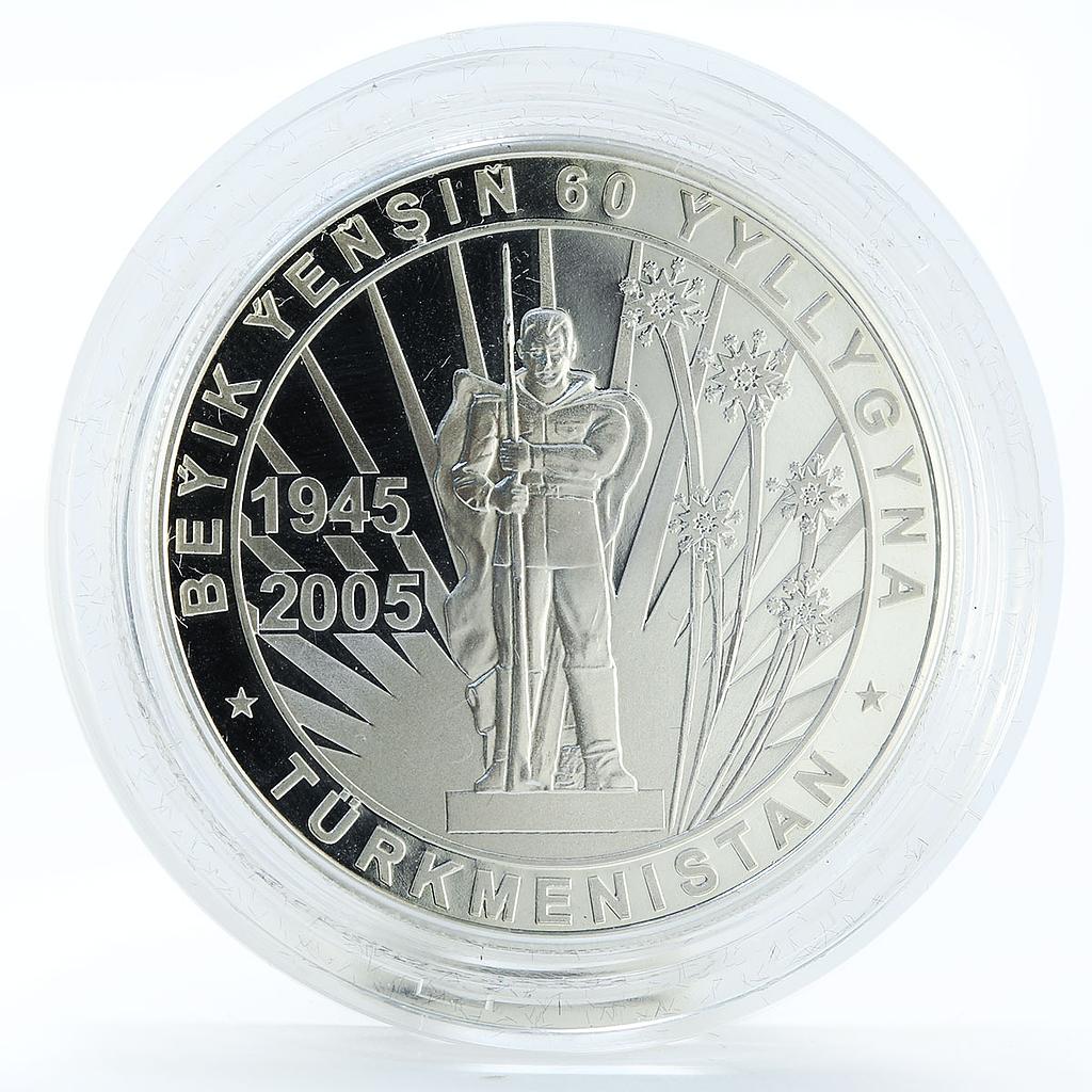 Turkmenistan 500 manat 60th Anniversary of WWII silver coin 2005