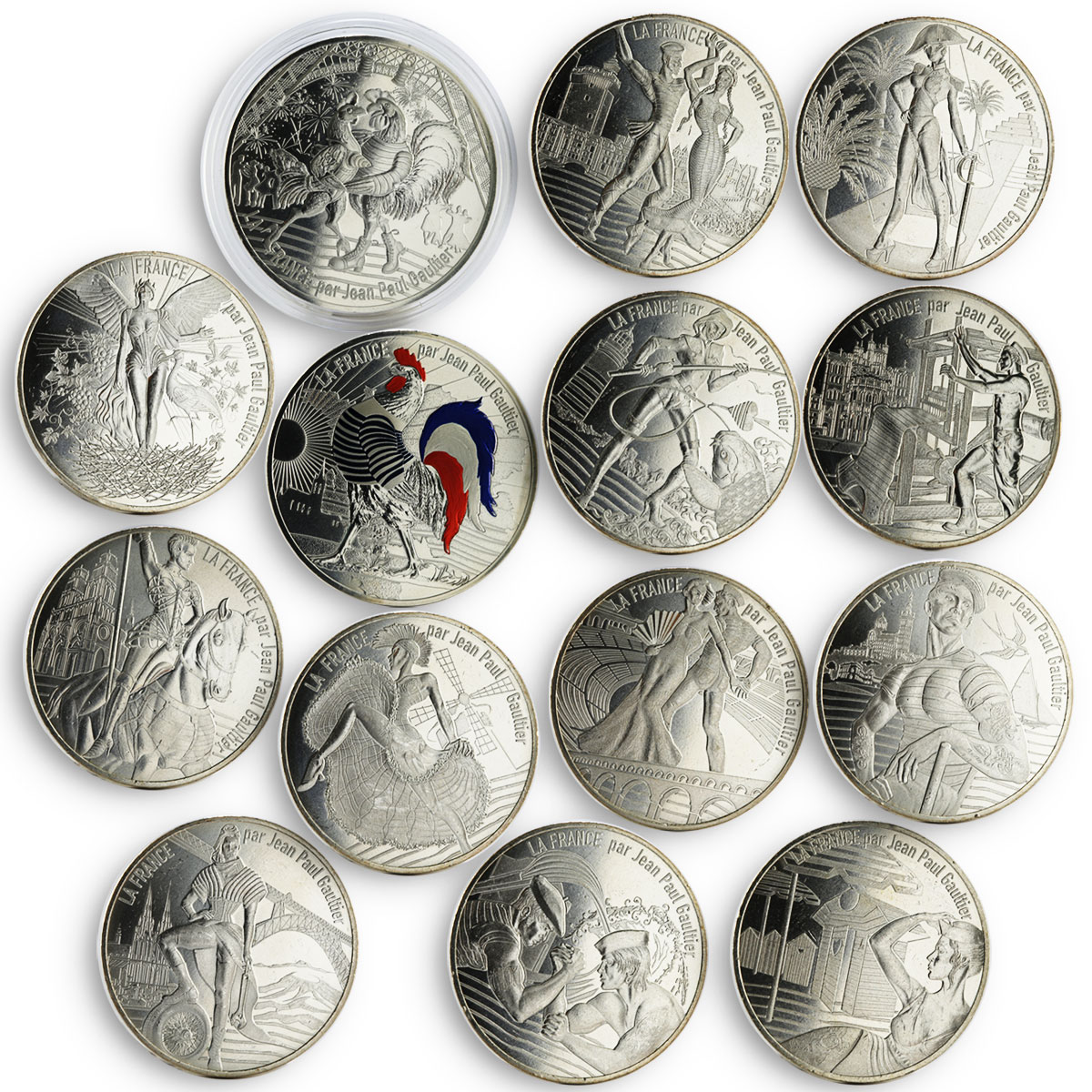 France set of 14 coins Visions of France by Jean Paul Gaultier silver coins 2017