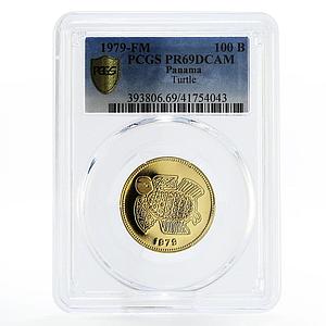 Panama 100 balboas Pre-Columbian series Golden Turtle PR69 PCGS gold coin 1979