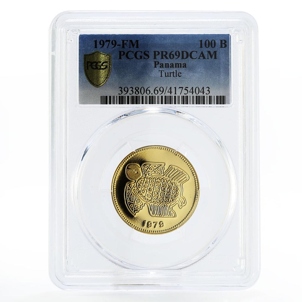 Panama 100 balboas Pre-Columbian series Golden Turtle PR69 PCGS gold coin 1979