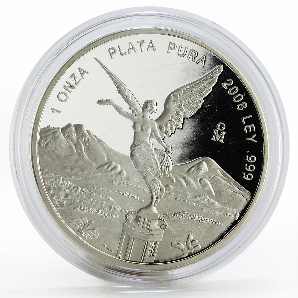 Mexico 1 onza Libertad Angel of Independence proof silver coin 2008