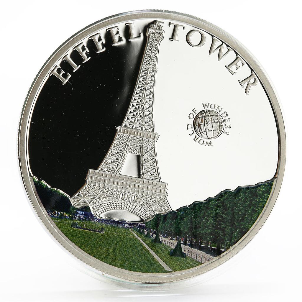 Palau 5 dollars World of Wonders Eiffeltower colored proof silver coin 2010