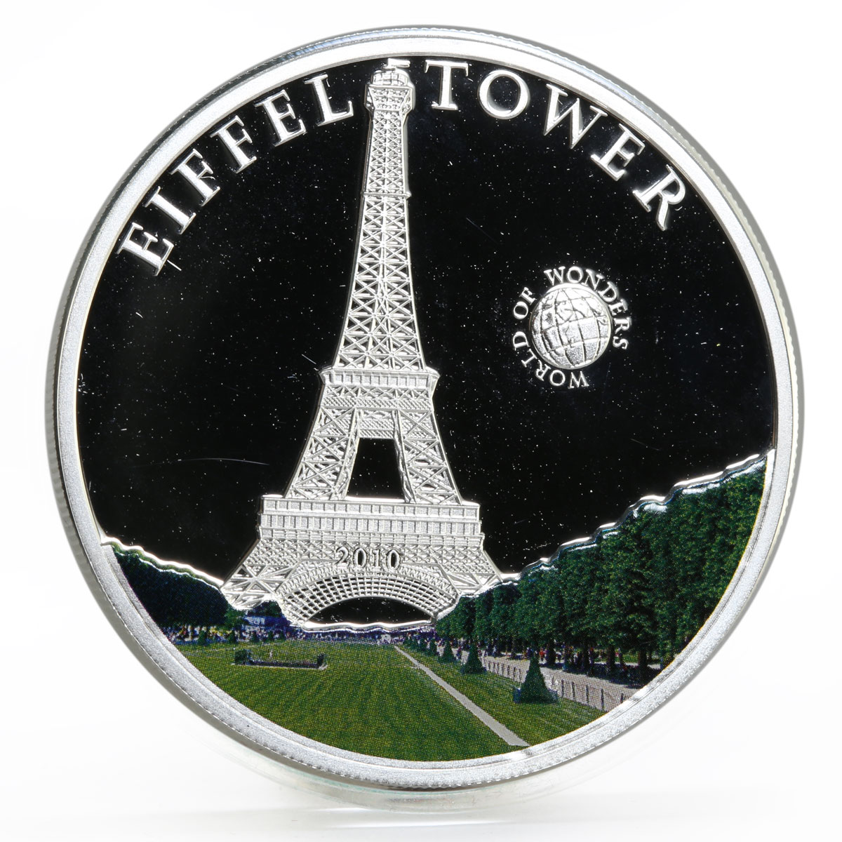 Palau 5 dollars World of Wonders Eiffeltower colored proof silver coin 2010