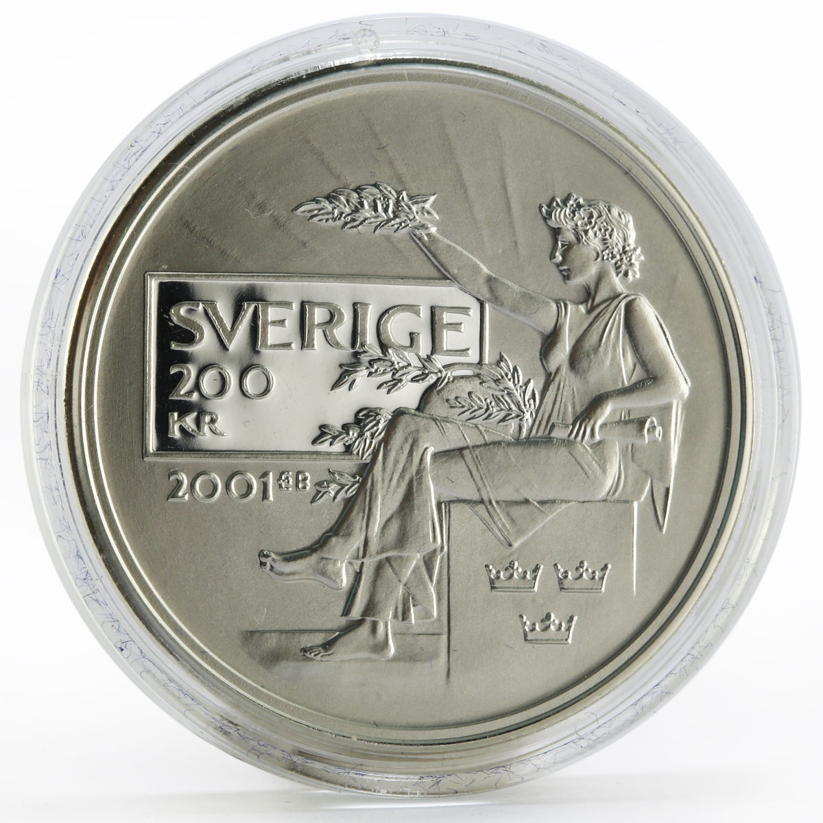 Sweden 200 kronor 100th Anniversary of the Nobel Prize proof silver coin 2001