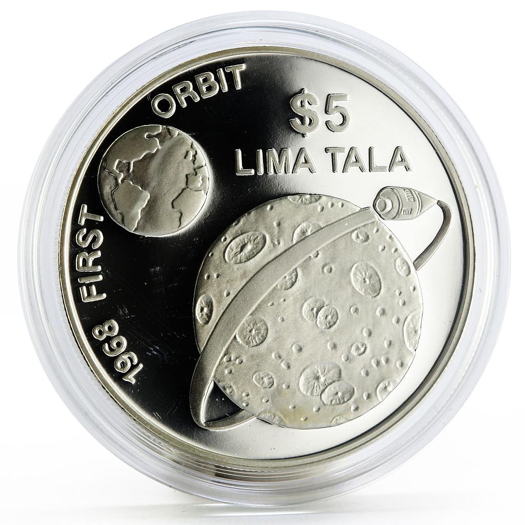 Tokelau 5 dollars Humanity in Space series The First Orbit 1968 silver coin 1993