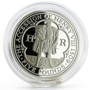 Britain 5 pounds 500th Anniversary of Henry VIII piedfort silver coin 2009