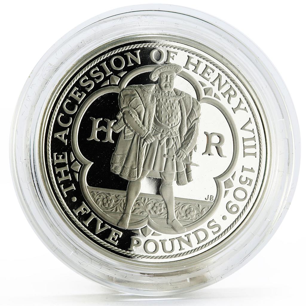 Britain 5 pounds 500th Anniversary of Henry VIII piedfort silver coin 2009