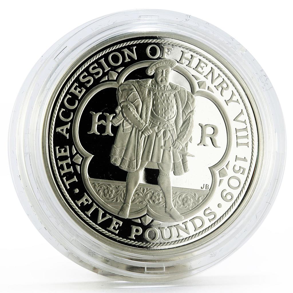 Britain 5 pounds 500th Anniversary of Henry VIII piedfort silver coin 2009
